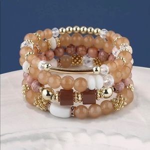 Crystal Beaded 4 Piece Bracelet Set